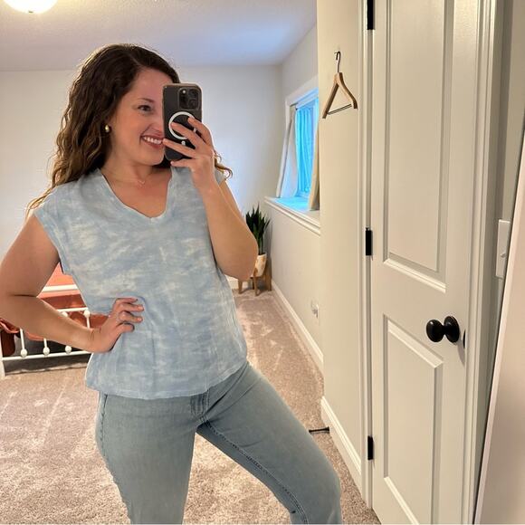 Raquel Allegra Basic Blue Cotton Tie Dye Blouse Small - Picture 4 of 9